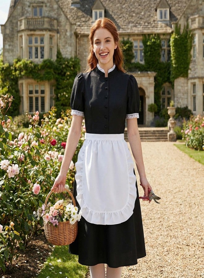 Thrymme Cosplay Maid Apron, 14.5 * 11.8 Inch White Half Apron for Women with Adjustable Tie Back, Lace Trim Waist Aprons for Women & Girls, Maid Cosplay Costume Kitchen Party Favors Halloween - Image 3