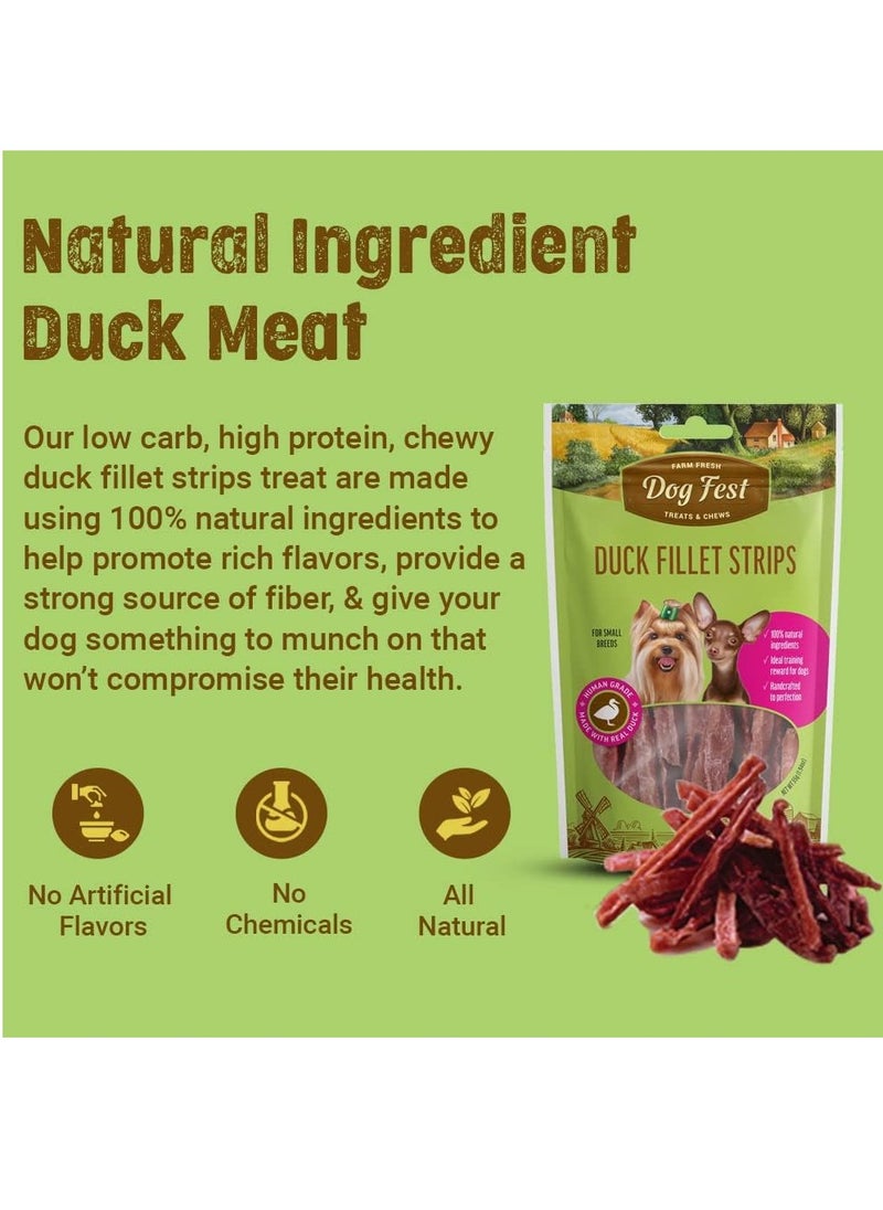Dog Fest Duck Fillet Strips Soft Handcrafted Treats For Small And Mini Dogs 3X55g  - Image 2