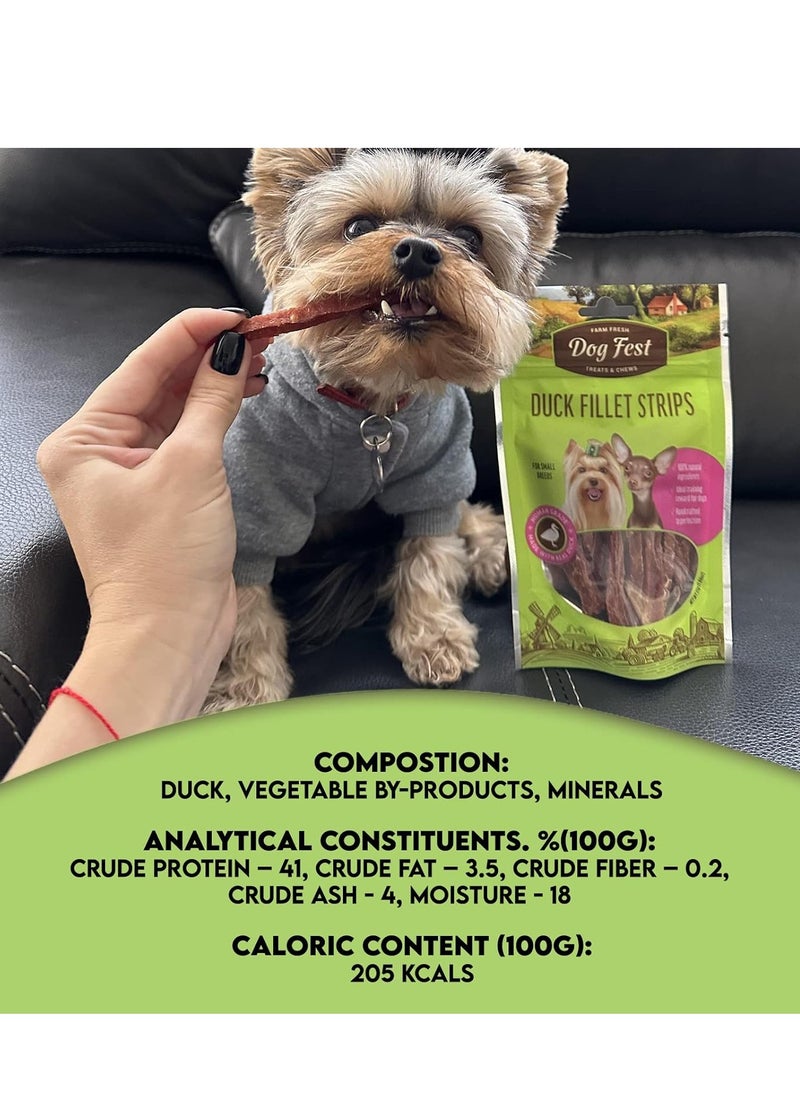 Dog Fest Duck Fillet Strips Soft Handcrafted Treats For Small And Mini Dogs 3X55g  - Image 4