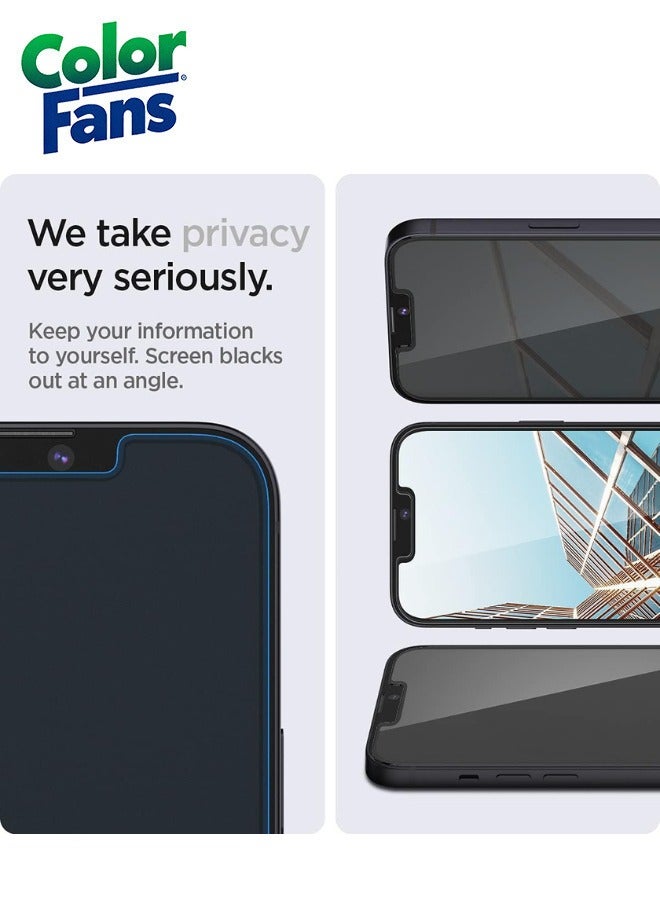 Color Fans GlasTR EZ FIT Privacy iPhone 14 /13 Pro/13 Tempered Glass Screen Protector -2 Pack - Image 3