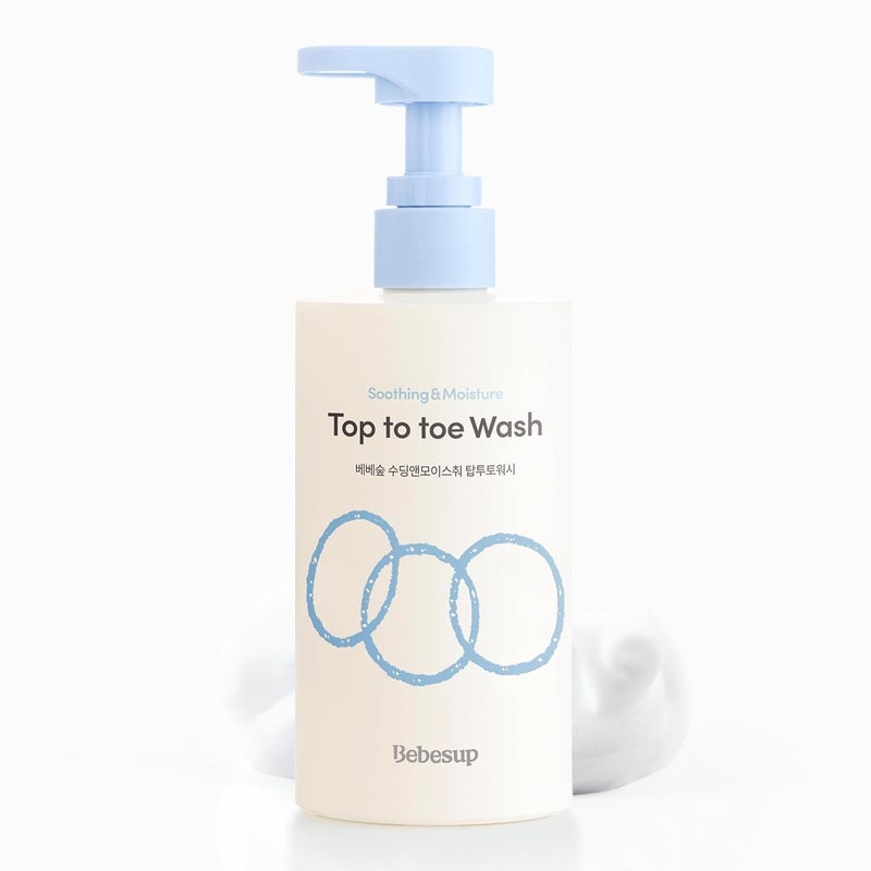 BEBESUP  Head to Toe Wash Baby Shampoo  Korean Skincare for Sensitive  Atopic Skin Organic Rice Cera Biome Hypoallergenic CoconutDerived Cleanser Head to Toe Use 1014 fl oz - Image 1
