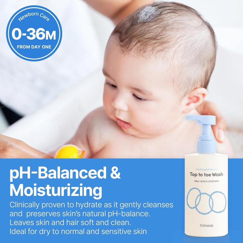 BEBESUP  Head to Toe Wash Baby Shampoo  Korean Skincare for Sensitive  Atopic Skin Organic Rice Cera Biome Hypoallergenic CoconutDerived Cleanser Head to Toe Use 1014 fl oz - Image 4