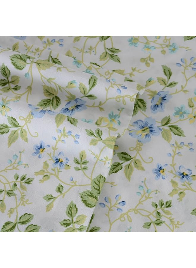 لورا أشلي طقم ملاءات من القطن الساتان من Home Spring Bloom باللون الأزرق مقاس كينج - Image 4