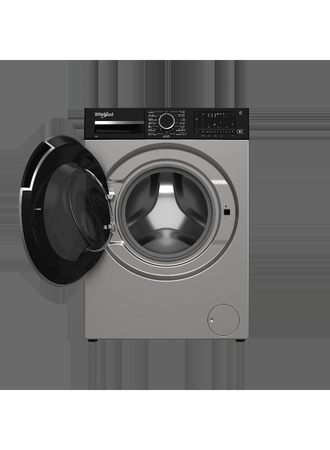 ويرلبول Front Load Washing Machine 10kg Inverter motor WIFI Steam Silver WFL10143DSBSA silver - Image 4
