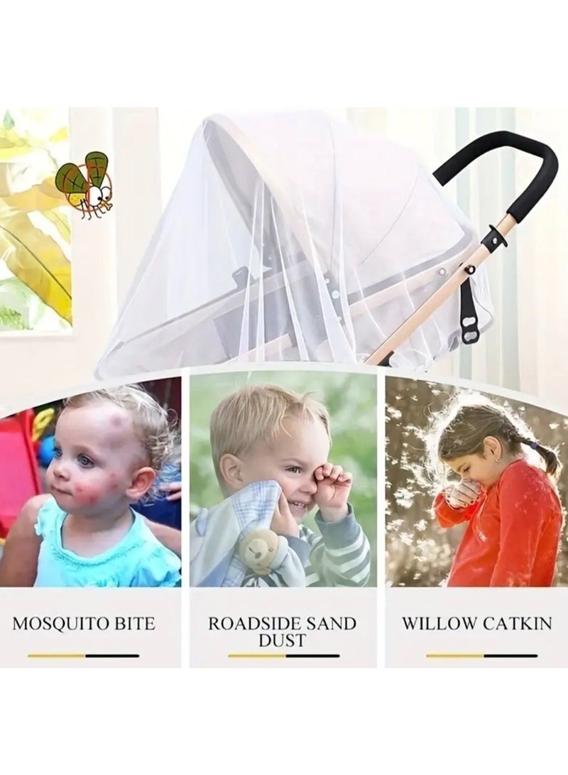 كلين ويف ناموسية بيضاء عالمية لعربة الأطفال – شبك قابل للتنفس للحماية من الحشرات، خفيفة وآمنة، من إكسسوارات عربات الأطفال - Image 4