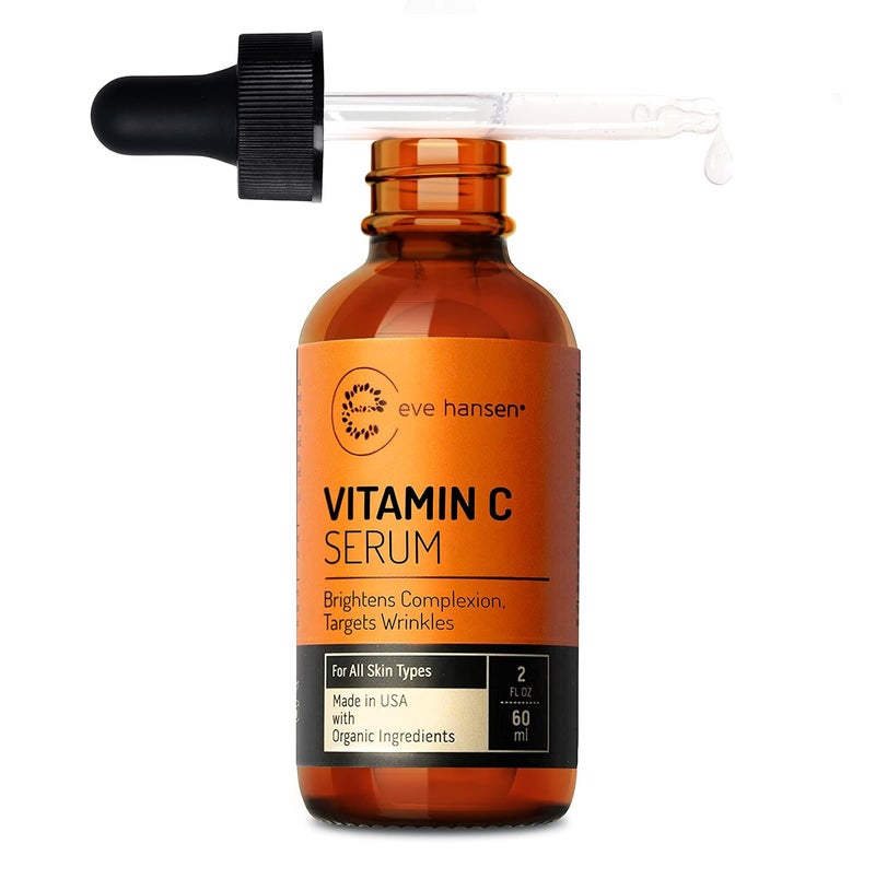Eve Hansen Vitamin C Facial Serum  76 Organic Antioxidant Serum for Face with Hyaluronic Acid Vitamin E and Aloe Vera  Hydrating and Rejuvenating Skin Care 2 Oz