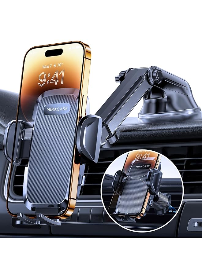 Miracase Car Phone Holder 4 In 1 And Powerful Suction Cup  Phone Holder Stand Car For Dashboard Windshield Air Vent And Table Compatible With All 4.0 Inch 7.2 Inch Smartphones - Image 1