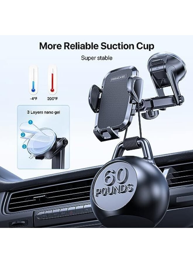 Miracase Car Phone Holder 4 In 1 And Powerful Suction Cup  Phone Holder Stand Car For Dashboard Windshield Air Vent And Table Compatible With All 4.0 Inch 7.2 Inch Smartphones - Image 3