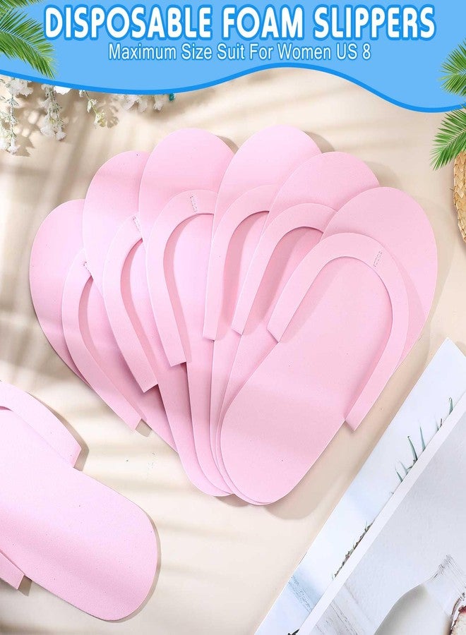 JenPen 60 Pairs Disposable Pedicure Slippers Foam Flip Flops Disposable Flip Flops Multi Color Foldable Pedicure Slippers for Guests Salon Spa Hotel Women, Pink, One size - Image 4