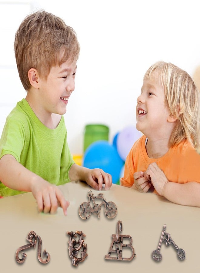 مجموعة ألغاز معدنية من 5 قطع للبالغين، ألغاز معدنية لتنمية القدرات الذهنية، ألعاب تعليمية للسفر والاستخدام المنزلي - Image 5