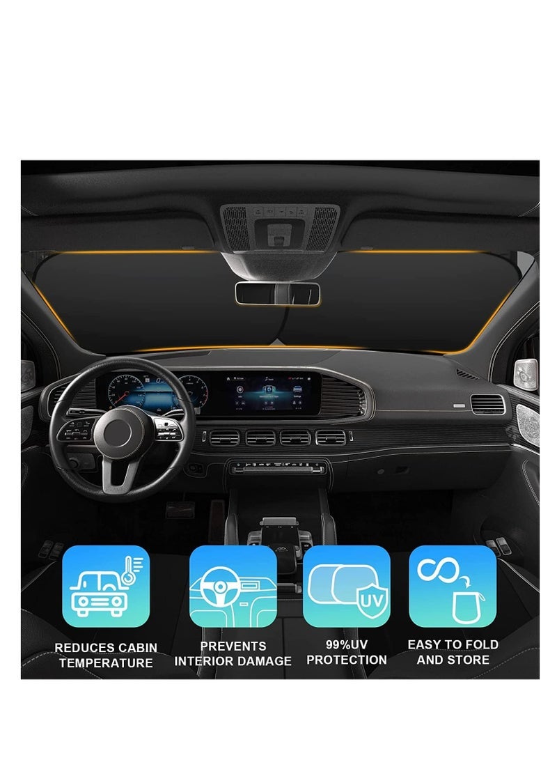 ECVV 2PCS Car Windshield Sun Shade with Storage Pouch | The only Certified Foldable Sunshade Proven to Block 99.87% UV Rays | Sun Heat Protection & Car Interior Cooler Double Panel (Large) - Image 4