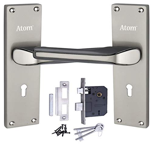 Atom Heavy Duty Mortise Door Lock for Bedroom, Living Room, Main Door, Silver Satin Finish | 3 Keys | 6 Lever Double Stage Lockset for House Hotel Office(O45KY) - Image 1