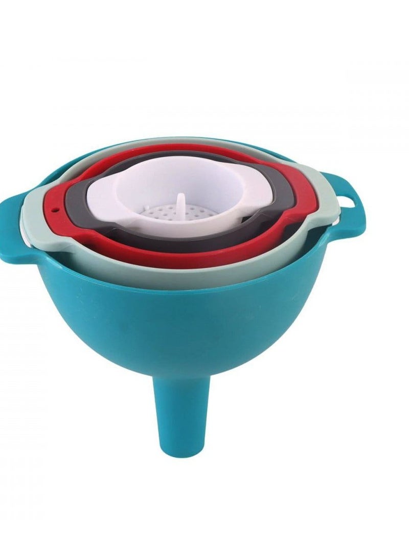 4 in 1 Food Grade Plastic Kitchen Funnel Set with Handle, Hygienic Funnel and Detachable Strainer Filter for Filling Bottles, Liquids, Dry Ingredients and Powders IR - Image 5