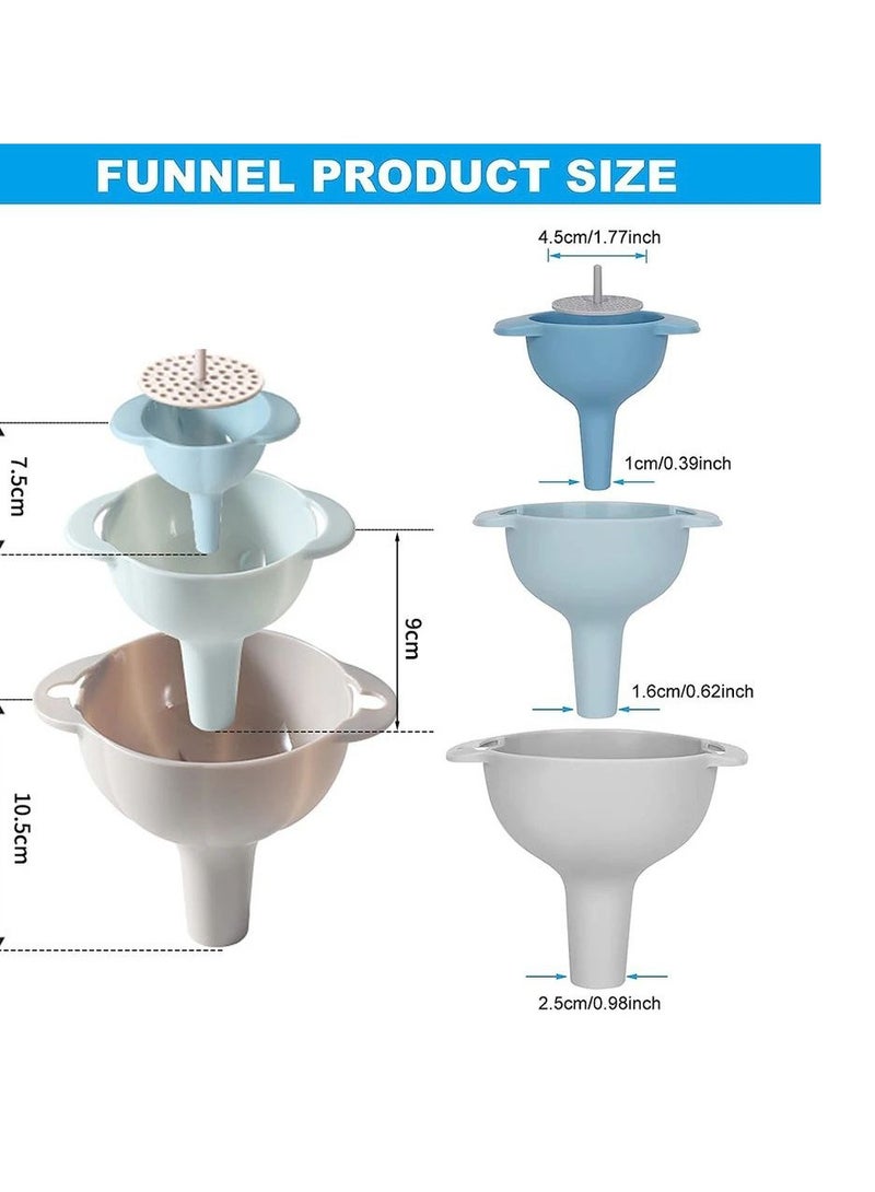 4 in 1 Food Grade Plastic Kitchen Funnel Set with Handle, Hygienic Funnel and Detachable Strainer Filter for Filling Bottles, Liquids, Dry Ingredients and Powders IR - Image 2