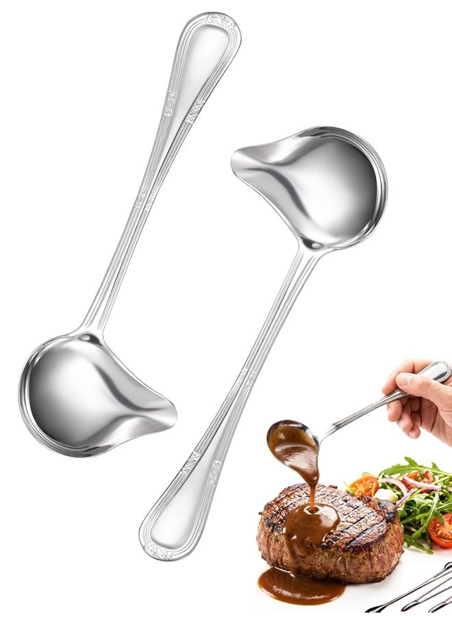 2PCS Stainless Steel Gravy Ladle, Mini Sauce Soup Spoon for Kitchen Use - Image 1