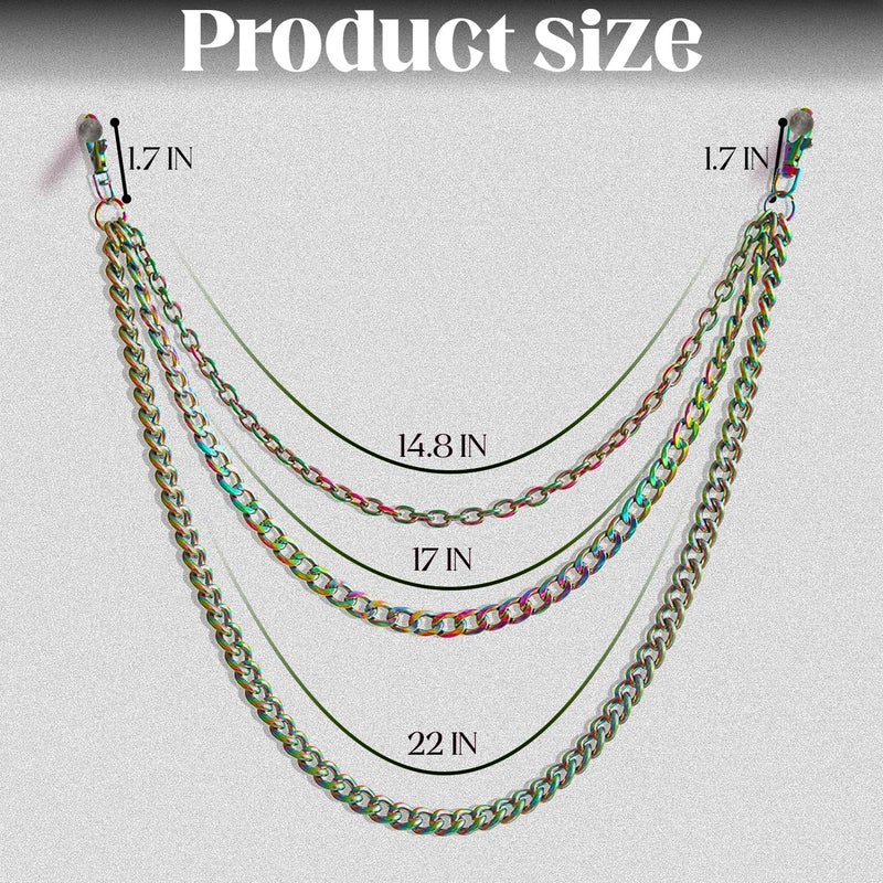 Lainrrew Trousers Chain, Pants Chain Belt Chain Wallet Chain Pocket Chain Hip Hop Punk Jeans Chain Key Chain Goth Accessories for Eboy Egirl Women Men(Colorful) - Image 2
