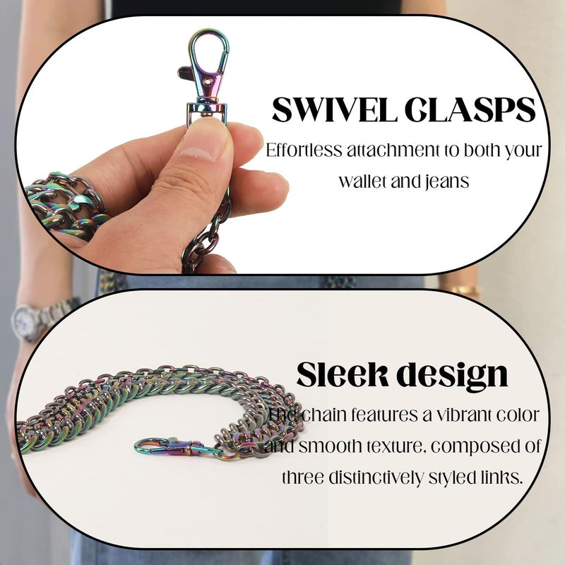 Lainrrew Trousers Chain, Pants Chain Belt Chain Wallet Chain Pocket Chain Hip Hop Punk Jeans Chain Key Chain Goth Accessories for Eboy Egirl Women Men(Colorful) - Image 3