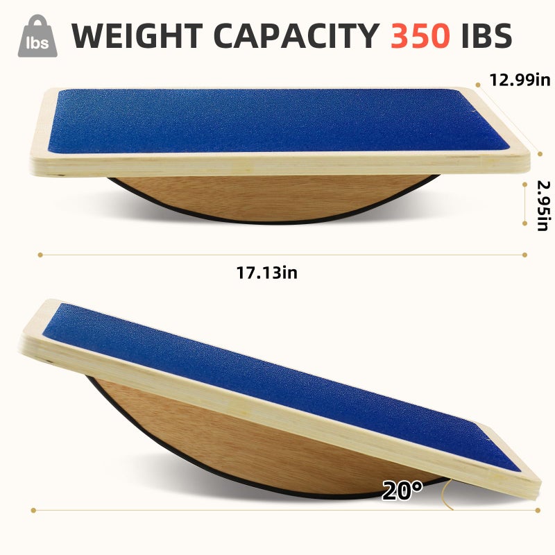 Juoe Non-Slip Wood Wobble Exercise Balance Board,up to 350 Ibs for Coordination Skills Obstacle Courses Sensory Toys for Kids and Adult,Professional Rocker Balance Board for Physical Therapy,Indoor or - Image 2