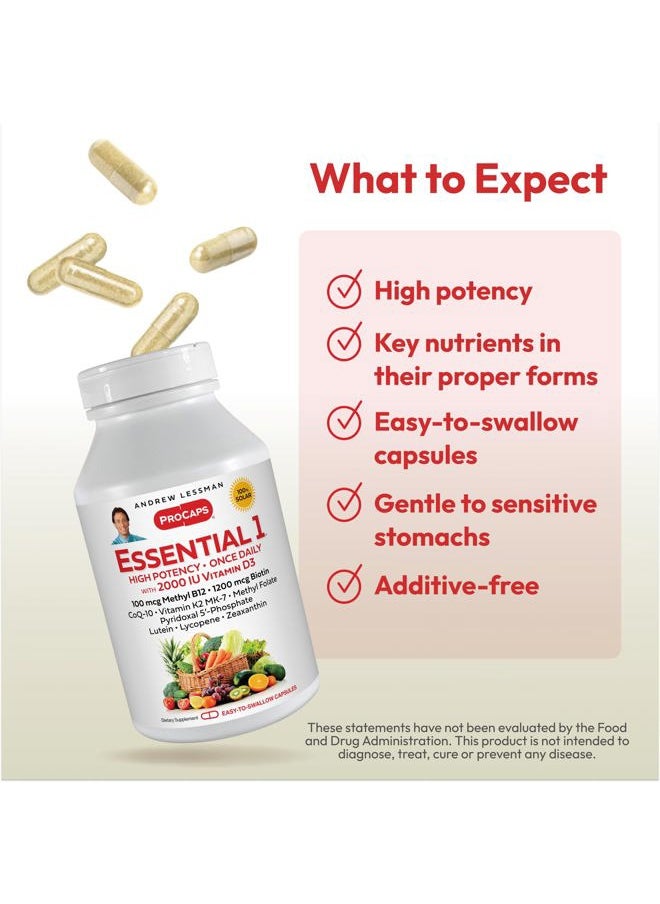 Andrew Lessman Essential-1 Multivitamin 2000 IU Vitamin D3 360 Small Capsules - 100 mcg Methyl B12. CoQ10 Lutein Lycopene Zeaxanthin. High Potency. No Additives. Ultra-Mild. One Daily Capsule  - Image 4