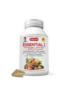 Andrew Lessman Essential-1 Multivitamin 2000 IU Vitamin D3 360 Small Capsules - 100 mcg Methyl B12. CoQ10 Lutein Lycopene Zeaxanthin. High Potency. No Additives. Ultra-Mild. One Daily Capsule  - Image 1