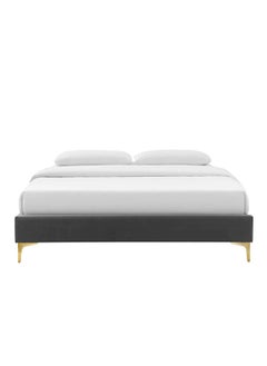 A to Z Furniture Sutton Velvet Bed 200x200cm Super King Bed in Charcoal Color 