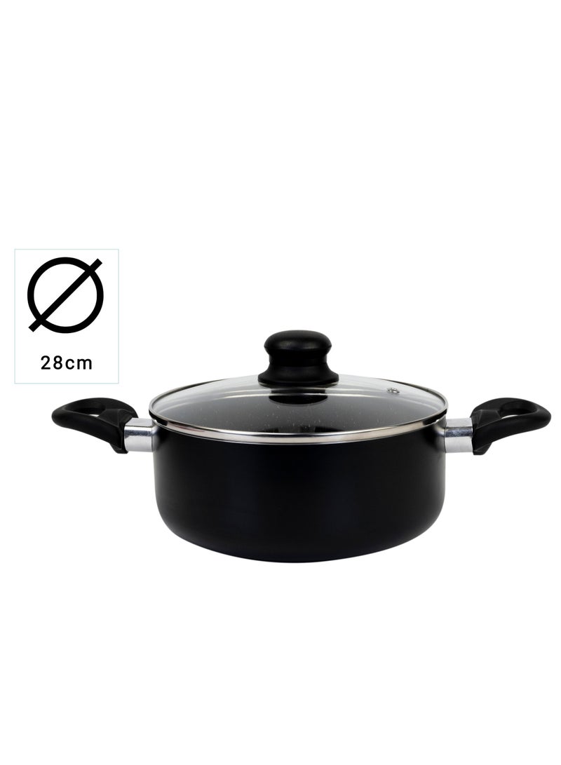 Wilson Casserole With Glass Lid Durable Marble Coating, Aluminium Construction, Nonstick Dish For Gas Induction & Ceramic Hobs Induction Bottom 28 x 13cm  - Image 4