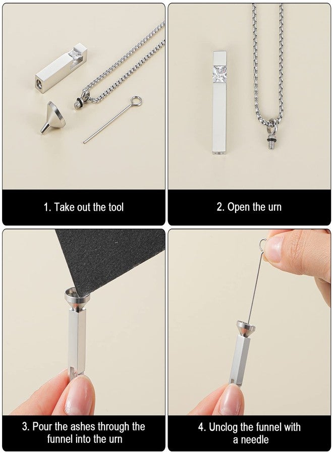 Sureio 6 Pcs Urn Necklace for Men Women Bar Urn Necklace for Ashes Stainless Steel Mom Memorial Cremation Jewelry Pendant Keepsake (Silver,Black) - Image 3