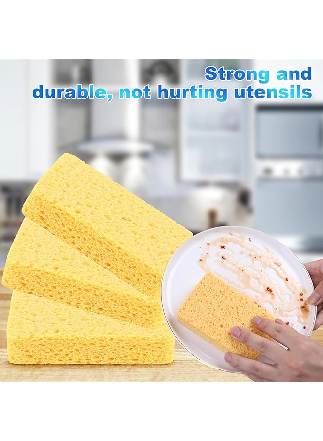 SYOSI Car Wash Sponges, 10 Pcs Compressed Cellulose Sponges, Natural Wood Pulp Sponges For Dish Bowl Washing, Household Cleaning Scrub Sponges Absorbent Good For Kitchen Bathroom Car - Image 2