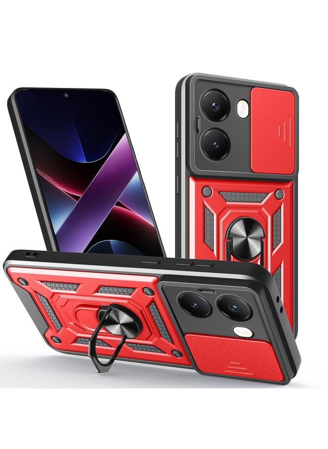 Generic For Xiaomi Poco X7 Pro 5G Global Sliding Camera Cover Design TPU Hybrid PC Phone Case(Red) 