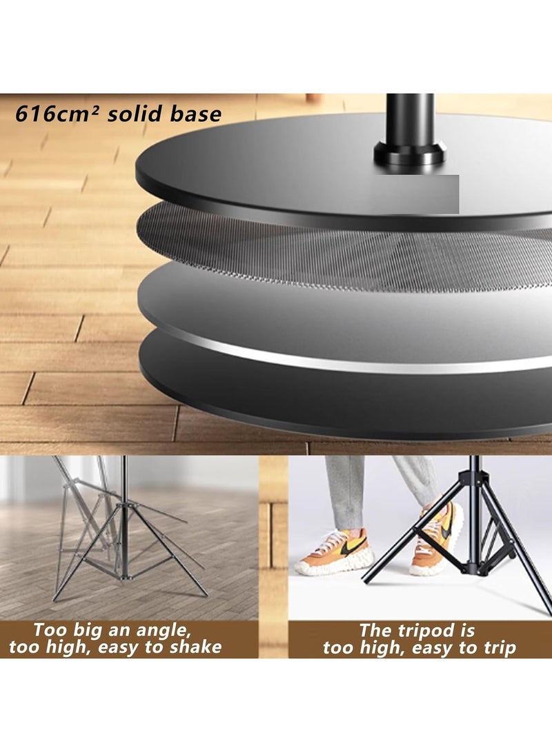 GGOOT Foldable Carbon Steel Floor Microphone Stand With Sound Card Tray and Phone Clip,Height Adjustable 97-182cm, for 24 - 45mm Mics - Image 4