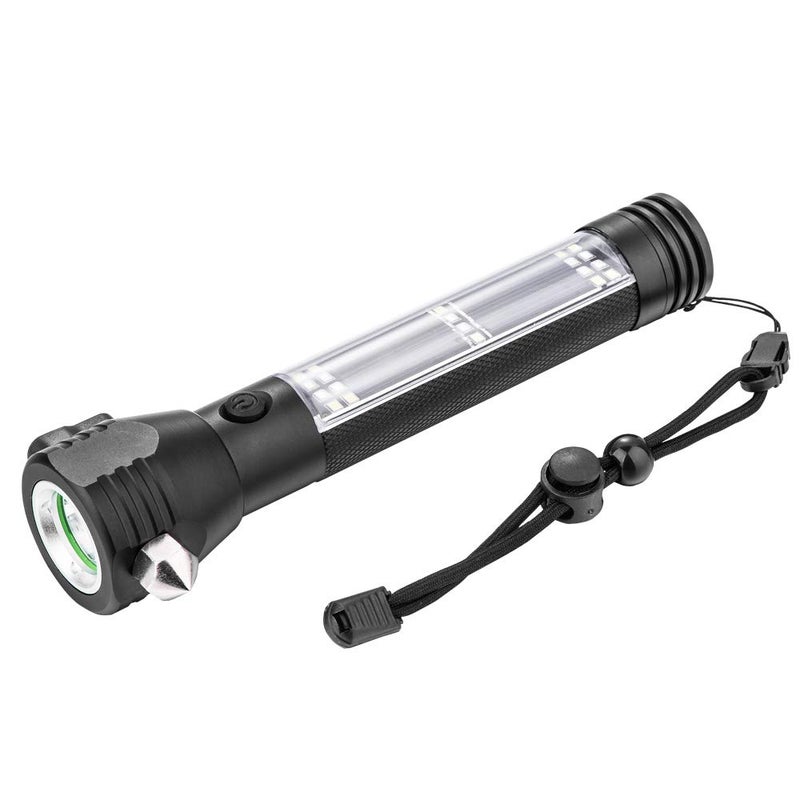 Bellveen Aluminium 7 Mode Rechargeable Solar LED Torch Flashlight Use for Car Emergency Black - Image 1