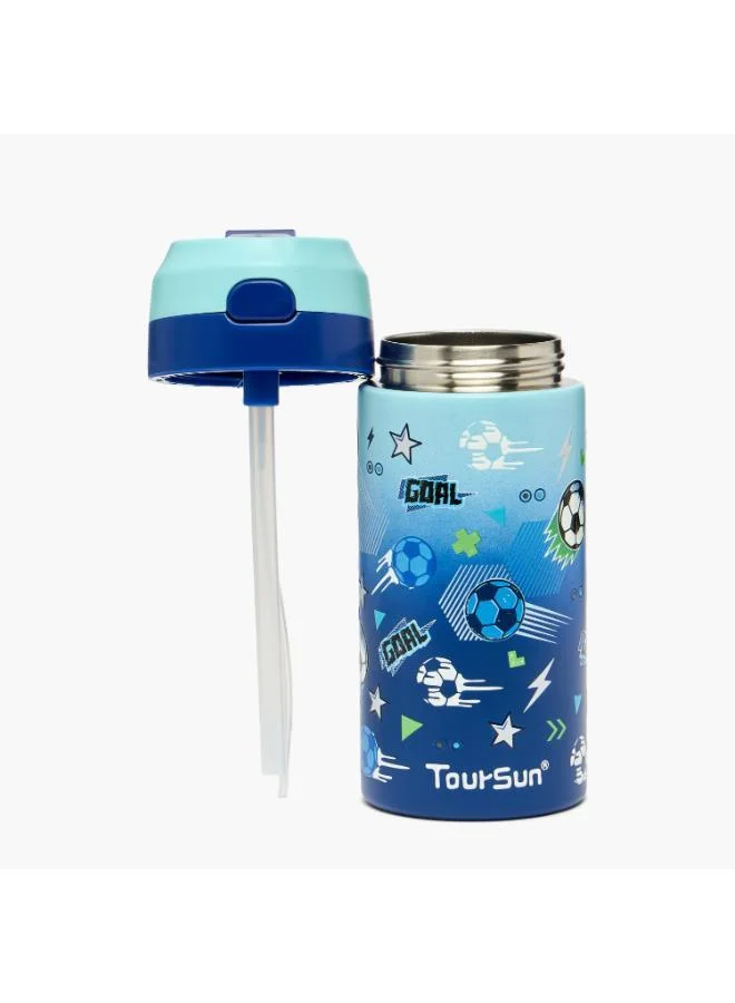 تورسون Football Print Stainless Steel Water Bottle with Spout - 320 ml