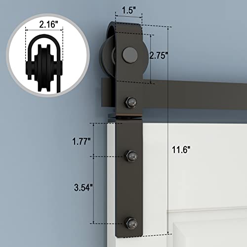 CCJH 5.5FT/68'' Bi-Folding Barn Door Hardware Sliding Track kit Heavy Duty for 4 Doors(No Wood Door，Hardwware Only) - Image 4