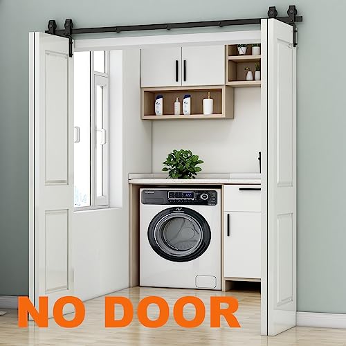 CCJH 5.5FT/68'' Bi-Folding Barn Door Hardware Sliding Track kit Heavy Duty for 4 Doors(No Wood Door，Hardwware Only) - Image 2