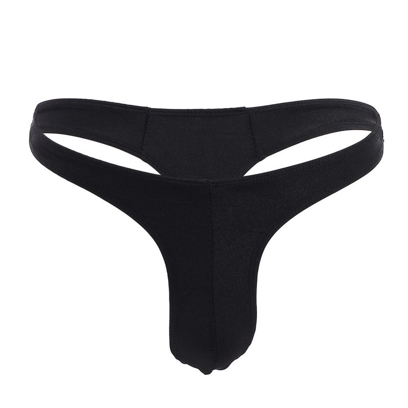 European and American Cross-border Mens Sexy Thongs Seamless Low Waist Sexy Adult Young Gay Mens Narrow Hip T-pants Black 