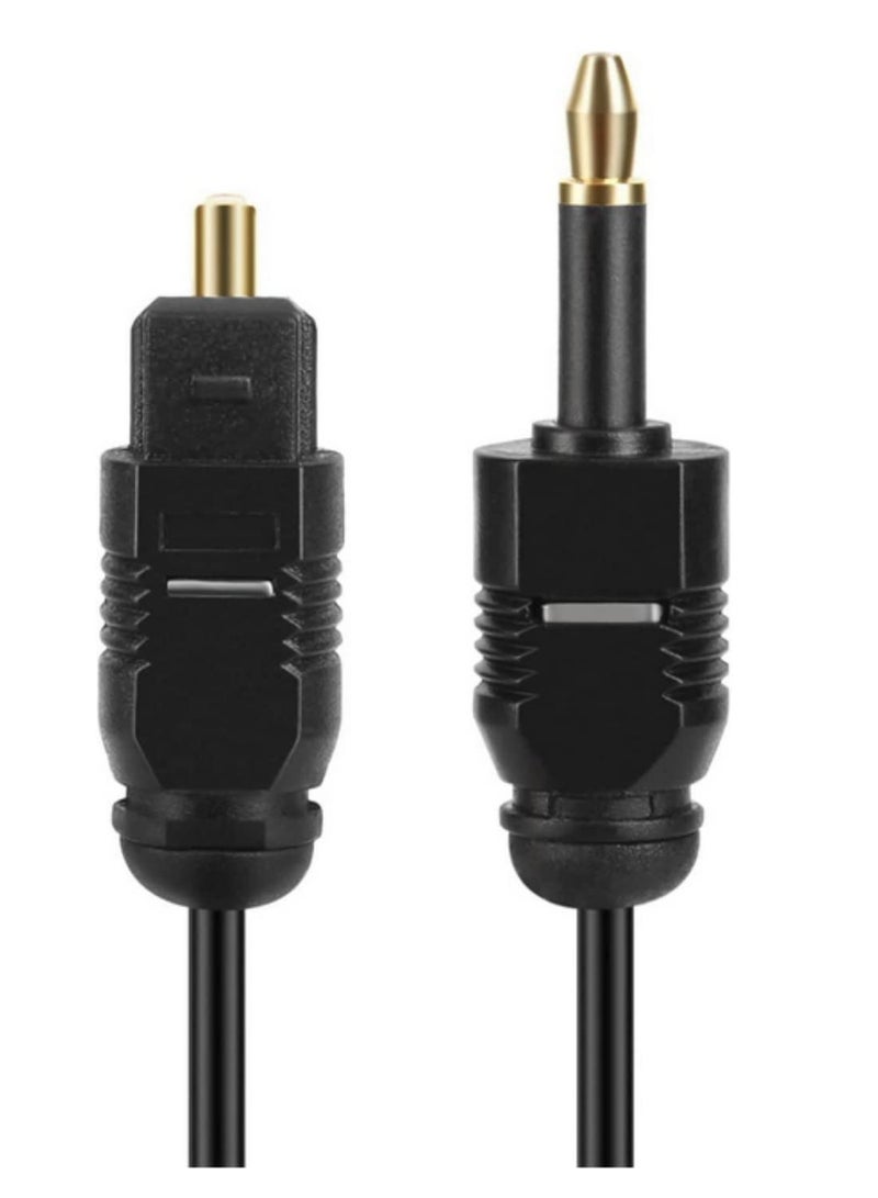 Digital Optical Audio Cable Toslink to Mini Toslink 3.5mm Gold Plated Heavy Duty PVC Jacket for Soundbar Mini TV Box DVD CD Game Console Noise-Free High Fidelity Sound 1m - Image 1