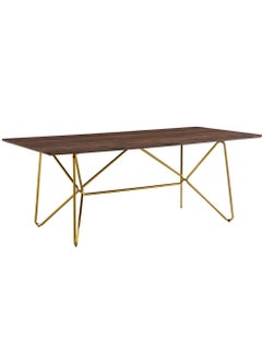 DANUBE HOME Cenadrin 6-Seater Dining Table Strong and Sturdy Kitchen Dining Table Modern Design Furniture For Home Living Room Dining Room L 200 x W 100 x H 75 cm-Walnut / Gold  - Image 1