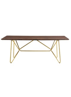 DANUBE HOME Cenadrin 6-Seater Dining Table Strong and Sturdy Kitchen Dining Table Modern Design Furniture For Home Living Room Dining Room L 200 x W 100 x H 75 cm-Walnut / Gold  - Image 2