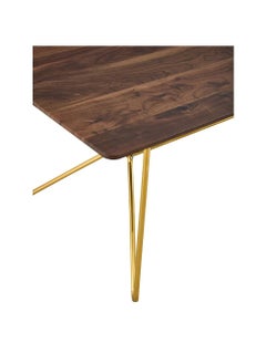 DANUBE HOME Cenadrin 6-Seater Dining Table Strong and Sturdy Kitchen Dining Table Modern Design Furniture For Home Living Room Dining Room L 200 x W 100 x H 75 cm-Walnut / Gold  - Image 3