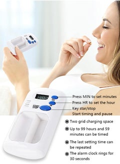 Smart Pill Dispenser with Dual Compartments & Automatic Reminder, Easy-to-Set Timer for Medication Management