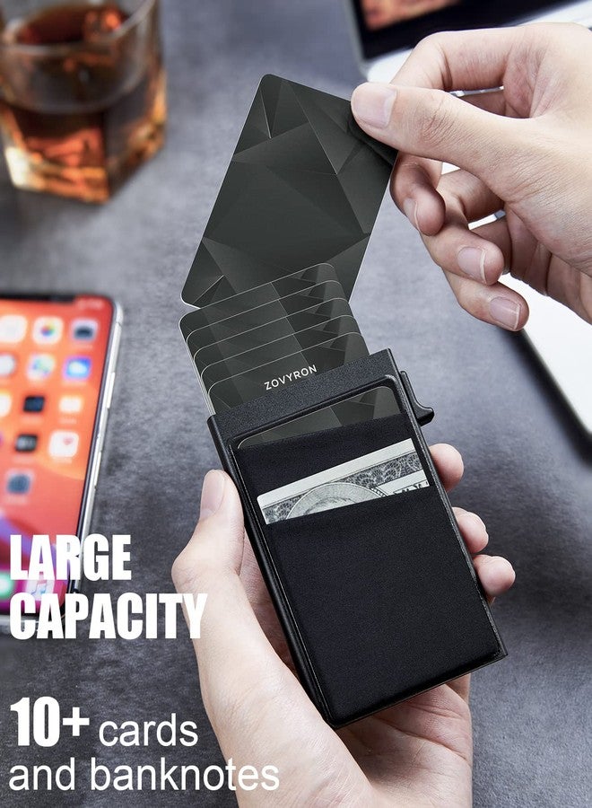 ZOVYRON Slim Pop Up Wallet Card Holder with Money Pocket,Minimalist Wallet for Men RFID Blocking Smart Wallet Metal Card Case - Image 4