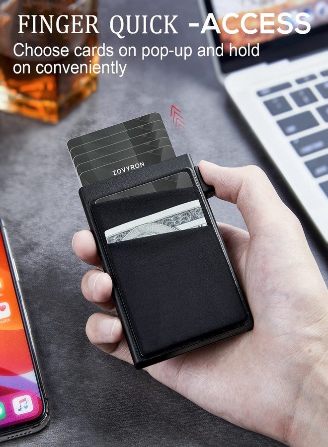 ZOVYRON Slim Pop Up Wallet Card Holder with Money Pocket,Minimalist Wallet for Men RFID Blocking Smart Wallet Metal Card Case - Image 3