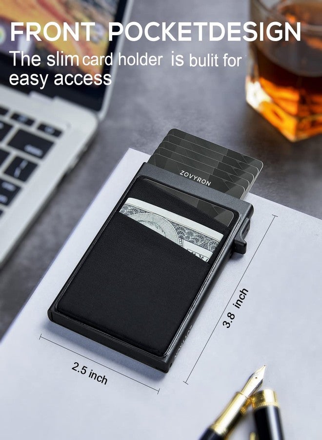 ZOVYRON Slim Pop Up Wallet Card Holder with Money Pocket,Minimalist Wallet for Men RFID Blocking Smart Wallet Metal Card Case - Image 2