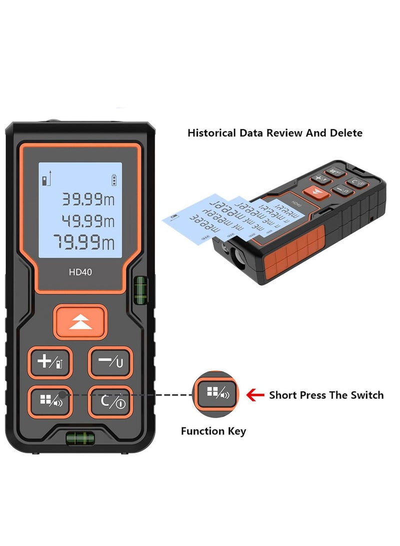Laser Distance Meter, High Accuracy Infrared Measurement Tool with HD Backlit LCD, Portable Laser Rangefinder Digital Distance Meter, for Indoor Decoration