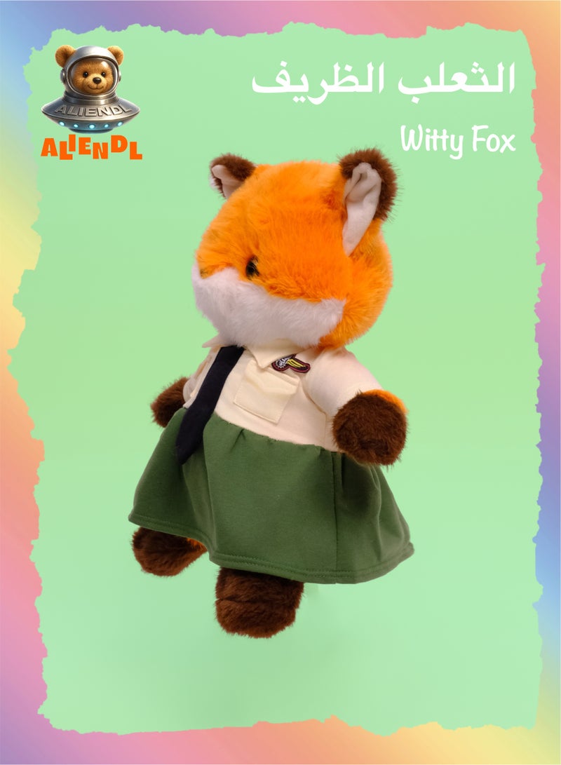ALIENDL Witty Fox – Plush Fox Stuffed Animal Toy for Baby Kids, Soft Cute Fox Plush Doll Gift Set with Removable Dress & Pouch, Perfect Gift for Kids, Friends & Couples - Image 1