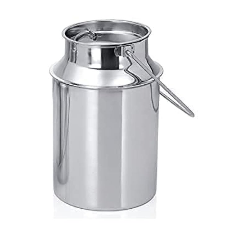 Shopsidex Shopsidex Stainless Steel Milk Can Oil Can Milk Barni Ghee Storage Can Silver Stainless Steel Milk Storage Can with Lid 1 Liter