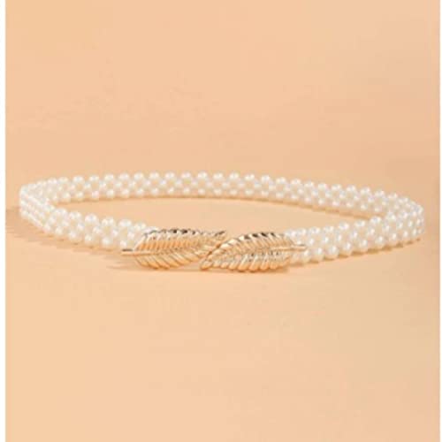 REDHORNS Elastic Fabric Waist Belt for Women Dresses Floral Design Stretchy Slim Ladies Belt for Saree Girls Jeans - Free Size (LD004_White) - Image 4