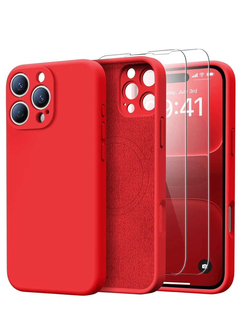 Raxoom iPhone 16 Pro Max Case with 2 Screen Protectors - MagSafe Compatible, Upgraded Camera Protection, Liquid Silicone Protective Case (6.9”) - Red - Image 1