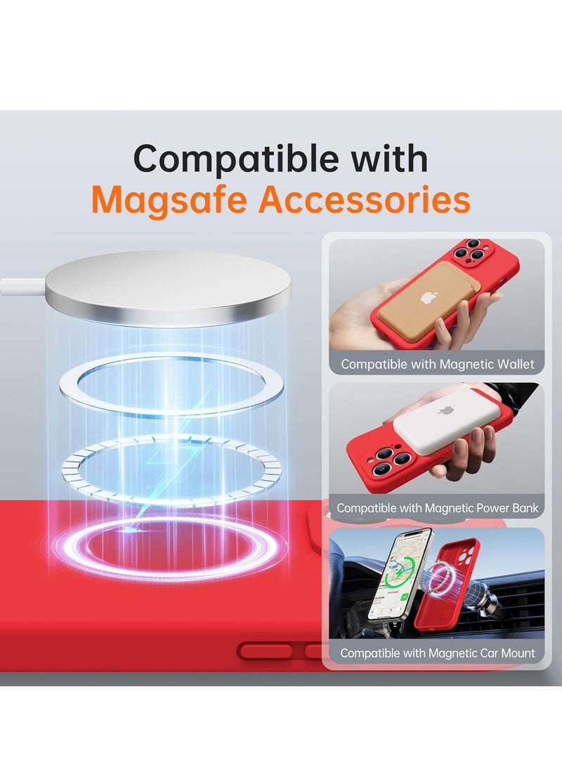 Raxoom iPhone 16 Pro Max Case with 2 Screen Protectors - MagSafe Compatible, Upgraded Camera Protection, Liquid Silicone Protective Case (6.9”) - Red - Image 2