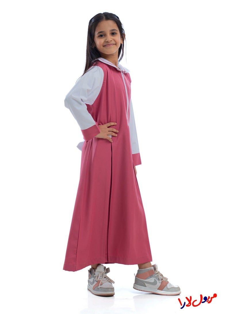 مريول لارا مريول كويتي ابتدائي وردي بقبعة – زي مدرسي بناتي عملي وأنيق - Image 3